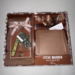 NIB STEVE MADDEN BEVELYN BAG SCARF CHARM BOX‎ GIFT SET NUTSHELL BROWN MSRP $154